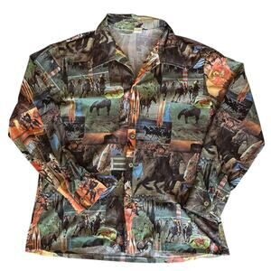 Mens Button Down Size Large Vintage Kentucky Derby Horse Racing